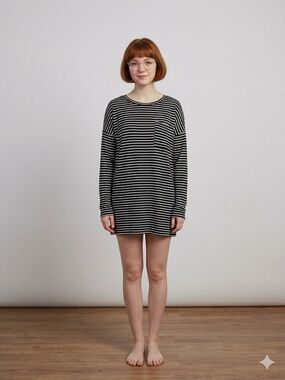 Obey Black and White Striped Mini Dress